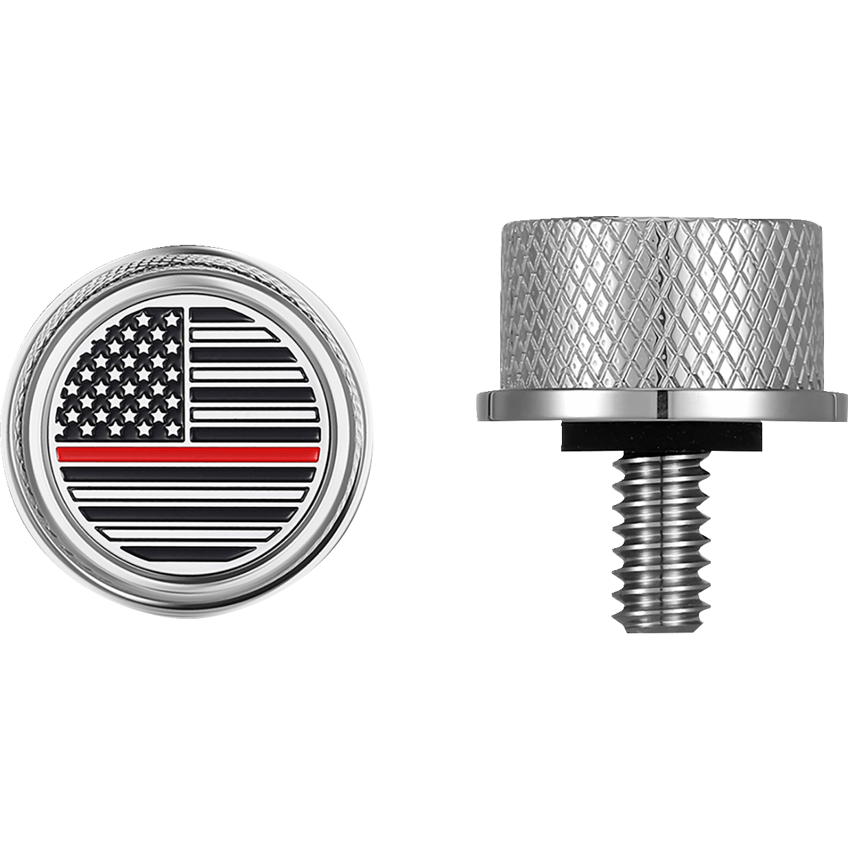 FIGURATI DESIGNS Seat Mounting Knob Stainless Steel Red Line American Flag