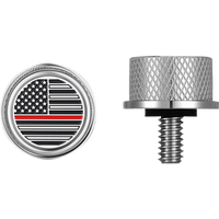 FIGURATI DESIGNS Seat Mounting Knob Stainless Steel Red Line American Flag