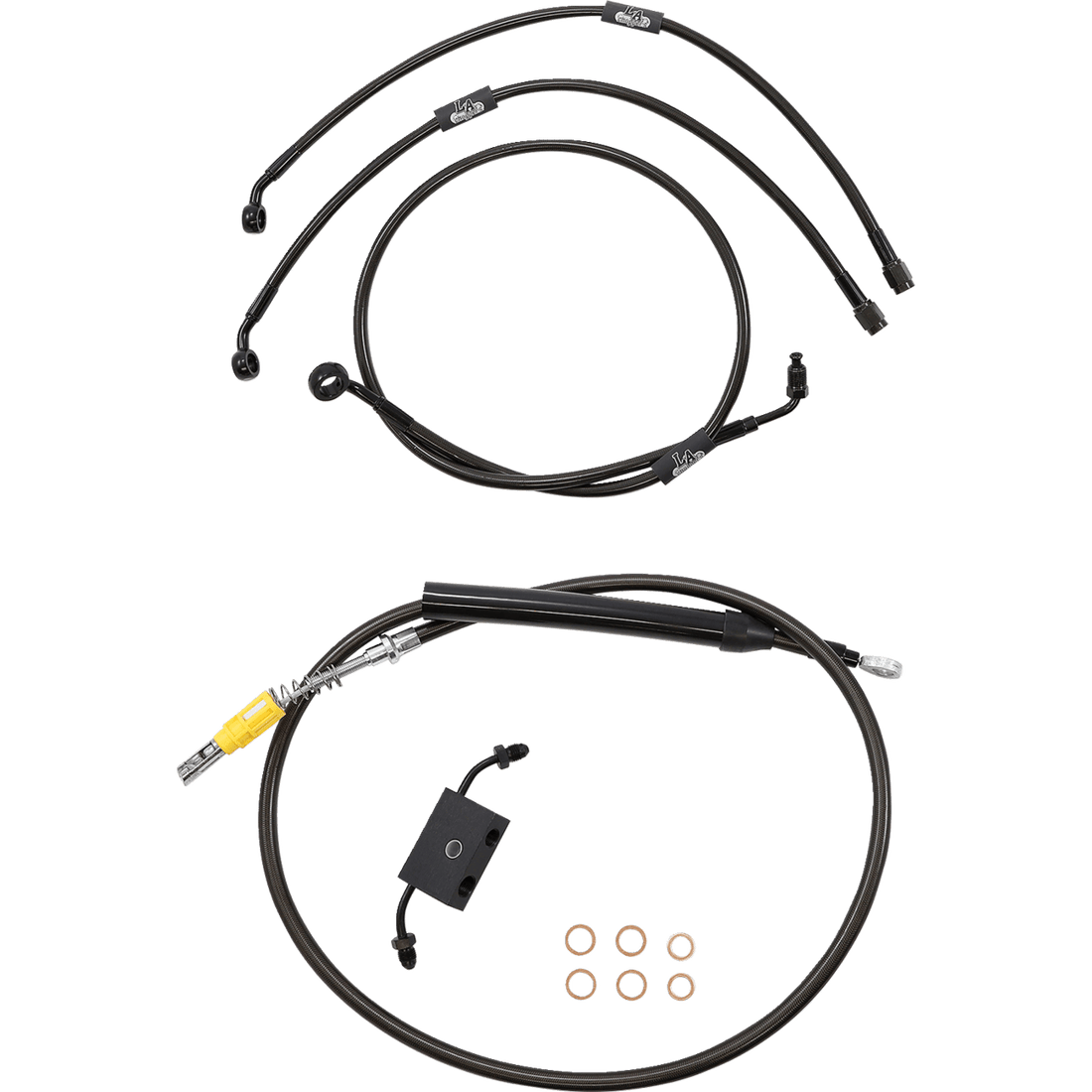 LA CHOPPERS Handlebar Cable/Brake Line Kit Quick Connect 18" 20" Ape Hanger Handlebars Midnight LA8157KT19M