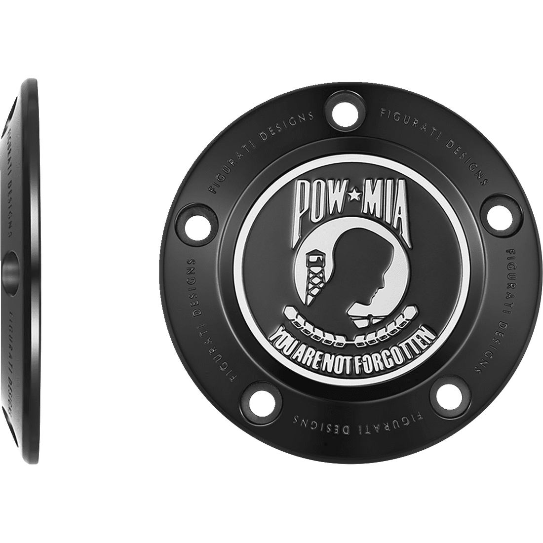 FIGURATI DESIGNS Timing Cover 5 Hole POW MIA Black FD50TC5HBLK