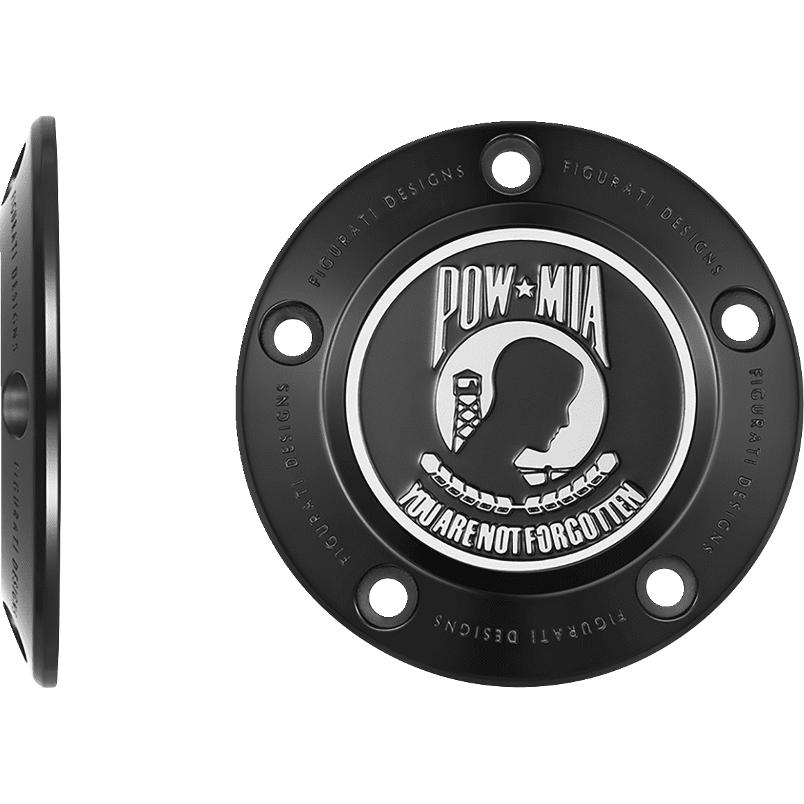 FIGURATI DESIGNS Timing Cover 5 Hole POW MIA Black FD50TC5HBLK