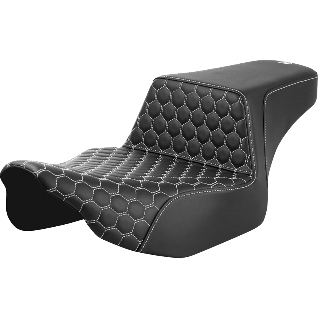 SADDLEMEN Step-Up Seat Extended Reach Front Honeycomb White Stitch FL '23-'24