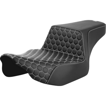 SADDLEMEN Step-Up Seat Extended Reach Front Honeycomb White Stitch FL '23-'24