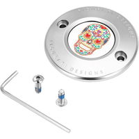 FIGURATI DESIGNS Timing Cover 2 Hole Sugar Skull Mirror Polished Stainless Steel FD30TC2HSS