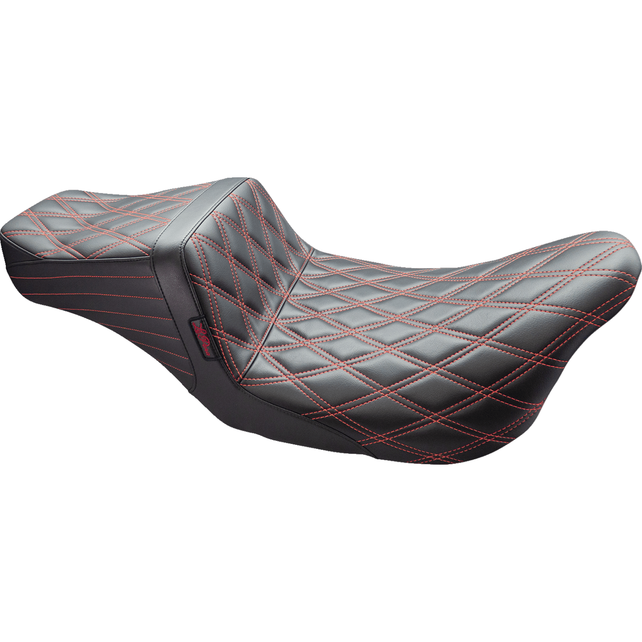 LE PERA Tailwhip Seat Double Diamond w/ Red Thread Black FL '08-'24 LK587DDRED