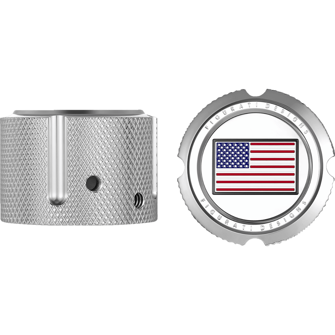 FIGURATI DESIGNS Axle Nut Cover Front Stainless Steel Red/White/Blue Flag Reversed Silver FD20FACSS