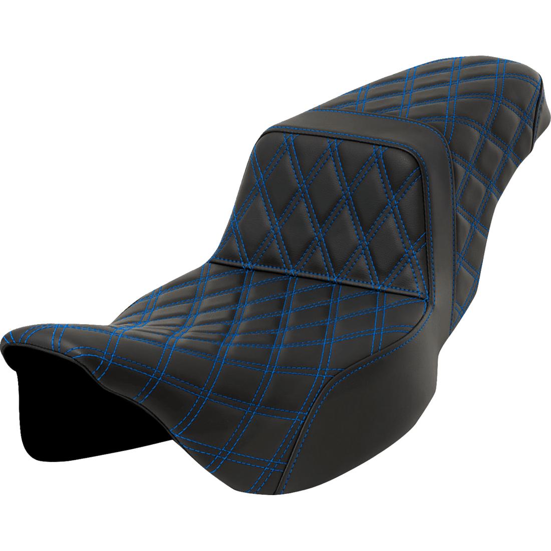 SADDLEMEN Step-Up Seat Lattice Stitch Blue Stitch Extended Reach FLH/FLT '08-'23 A80807E175BLU