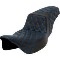 SADDLEMEN Step-Up Seat Lattice Stitch Blue Stitch Extended Reach FLH/FLT '08-'23 A80807E175BLU