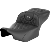 SADDLEMEN Roadsofa™ Extended Reach Seat without Backrest Lattice Stitch Gray Stitch FLTR/FLHX '23-'24