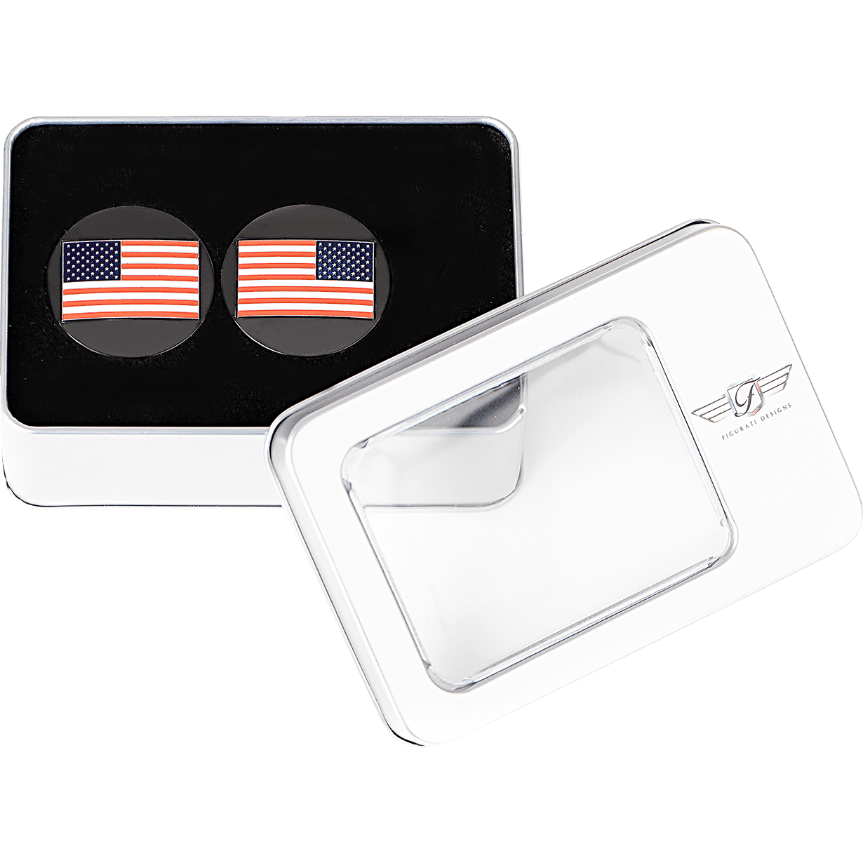 FIGURATI DESIGNS Swing Arm Covers American Flag Custom Reversed Black FD21RAFBK