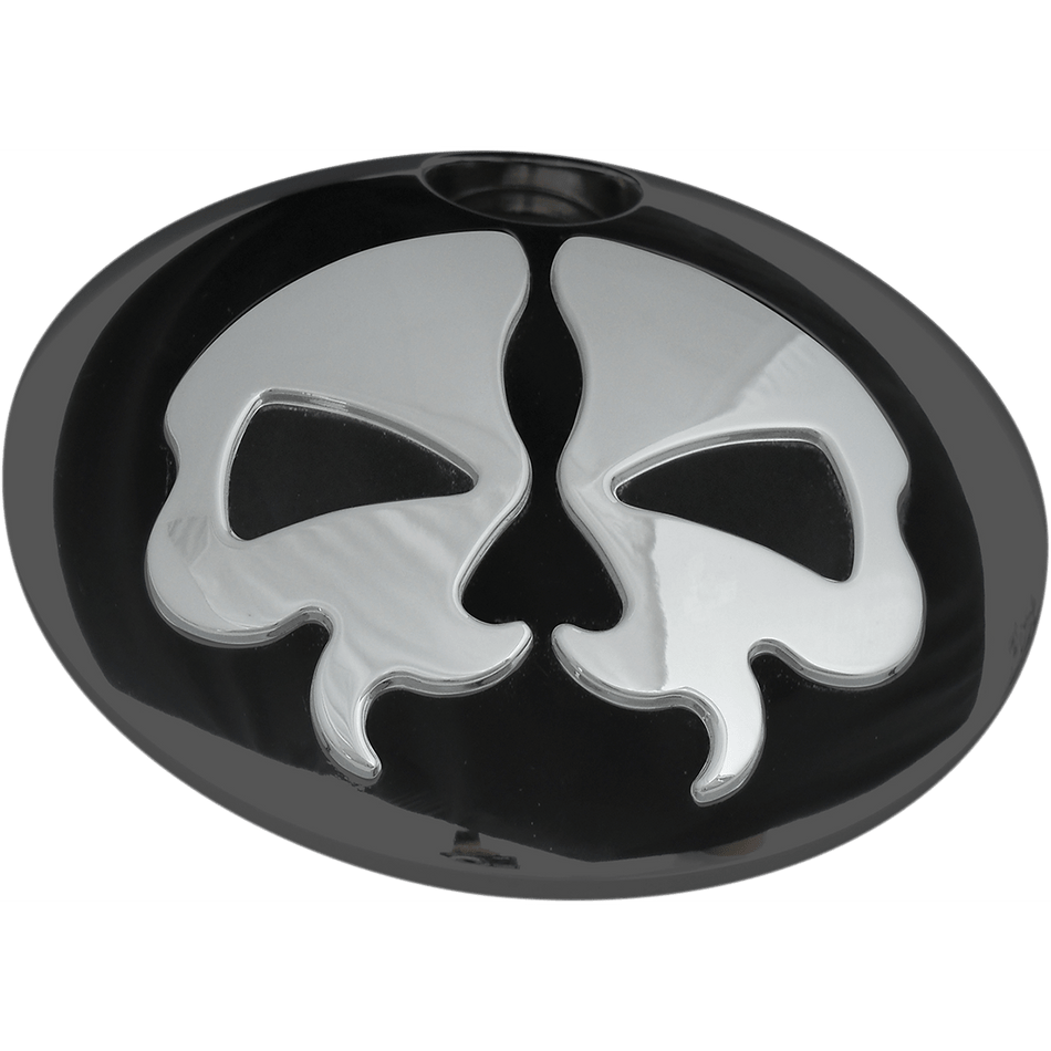 DRAG SPECIALTIES Fuel Door Split Skull Black with Chrome