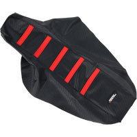 MOOSE RACING Ribbed Seat Cover Black Cover/Red Ribs Honda