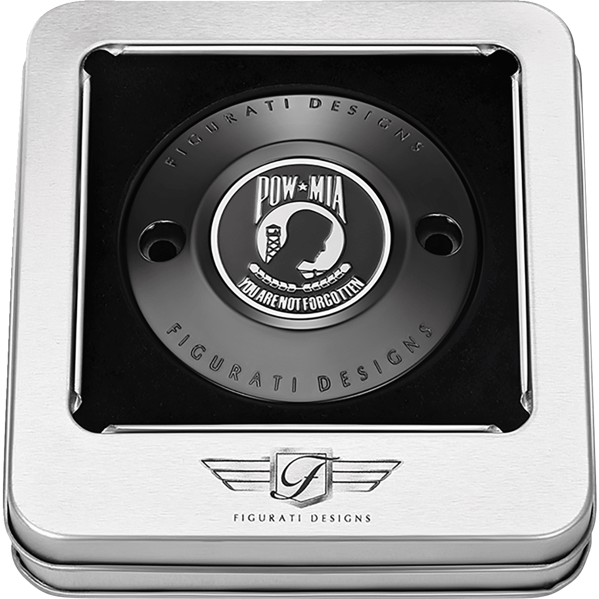 FIGURATI DESIGNS Timing Cover 2 Hole POW MIA Black FD50TC2HBLK