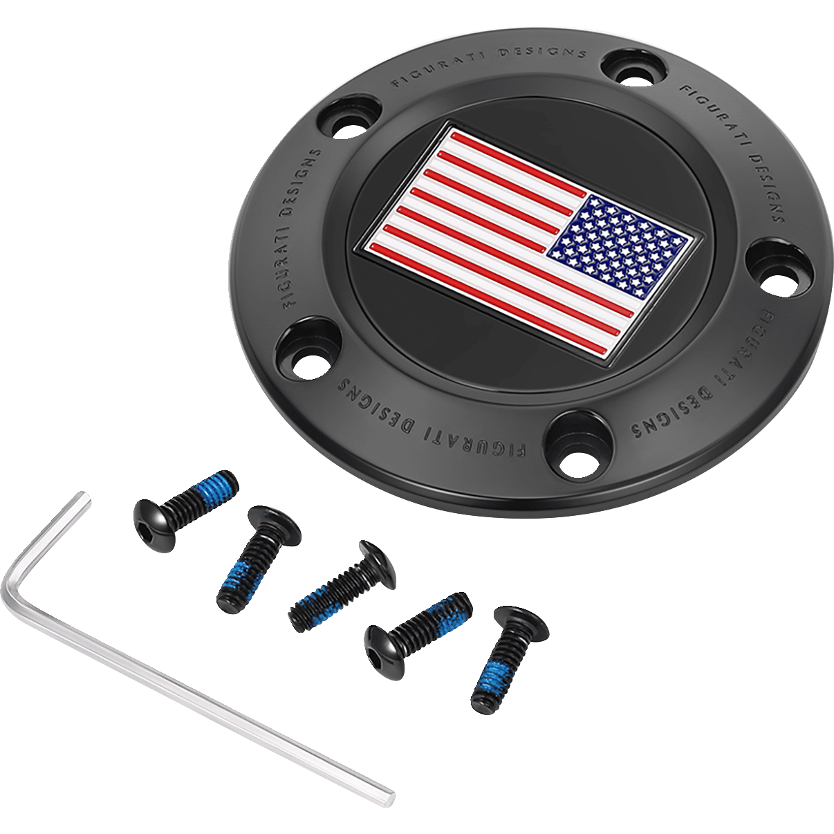 FIGURATI DESIGNS Timing Cover 5 Hole American Flag Black FD21RTC5HBLK