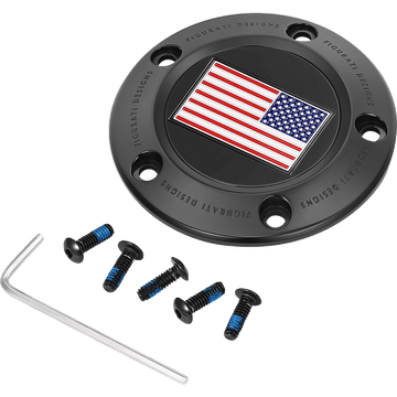 FIGURATI DESIGNS Timing Cover 5 Hole American Flag Black FD21RTC5HBLK