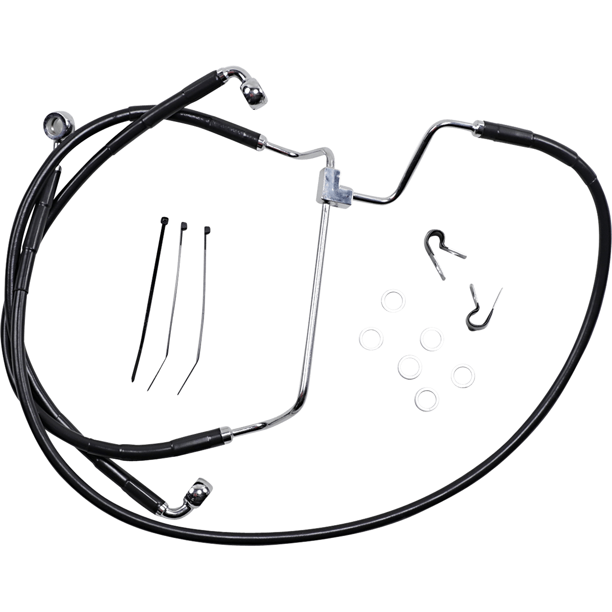 DRAG SPECIALTIES Brake Line Front Black +4"