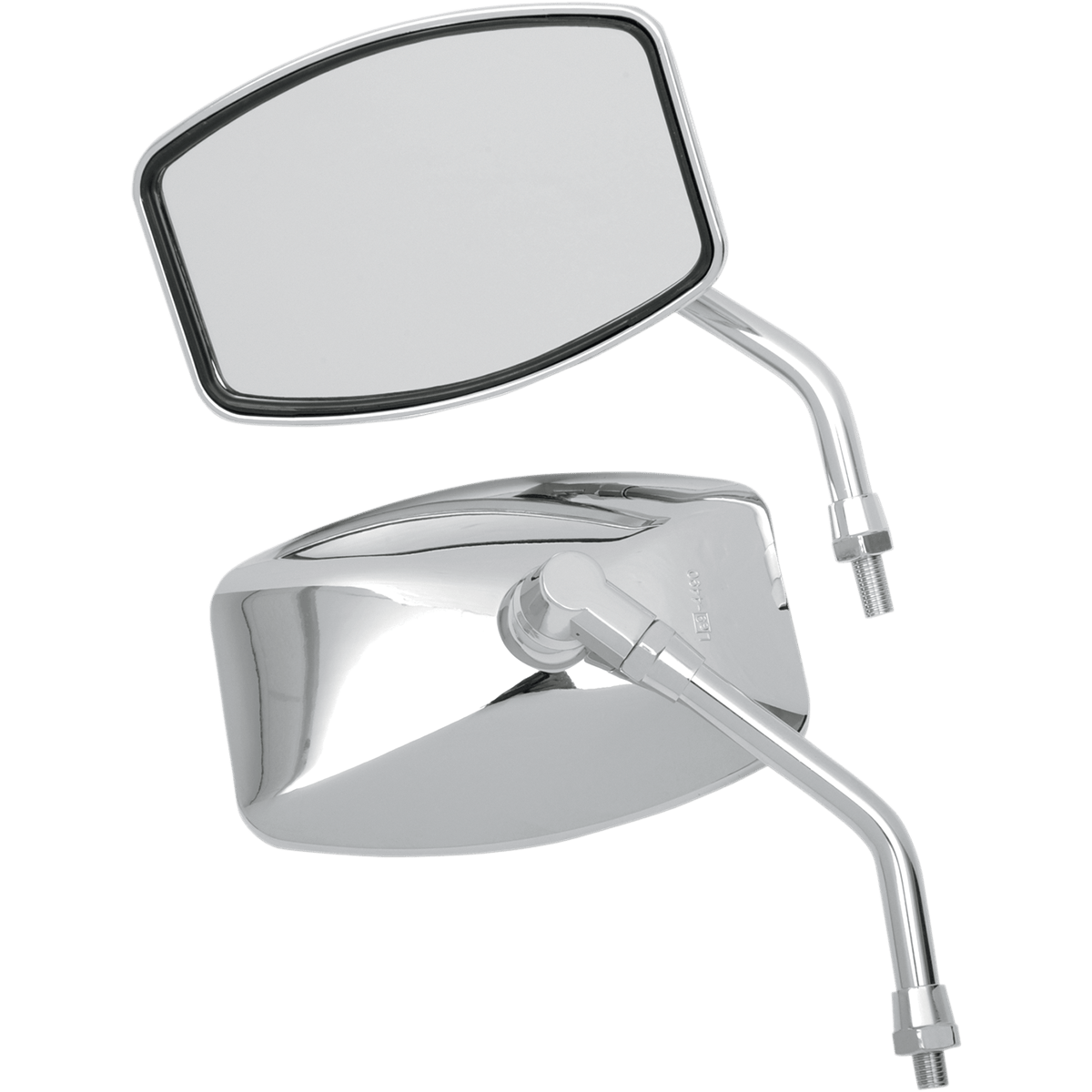 EMGO Mirror "Big One"/Cruiser Side View Rectangle M10 x 1.25 Chrome Pair