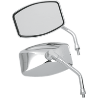 EMGO Mirror "Big One"/Cruiser Side View Rectangle M10 x 1.25 Chrome Pair