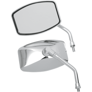 EMGO Mirror "Big One"/Cruiser Side View Rectangle M10 x 1.25 Chrome Pair