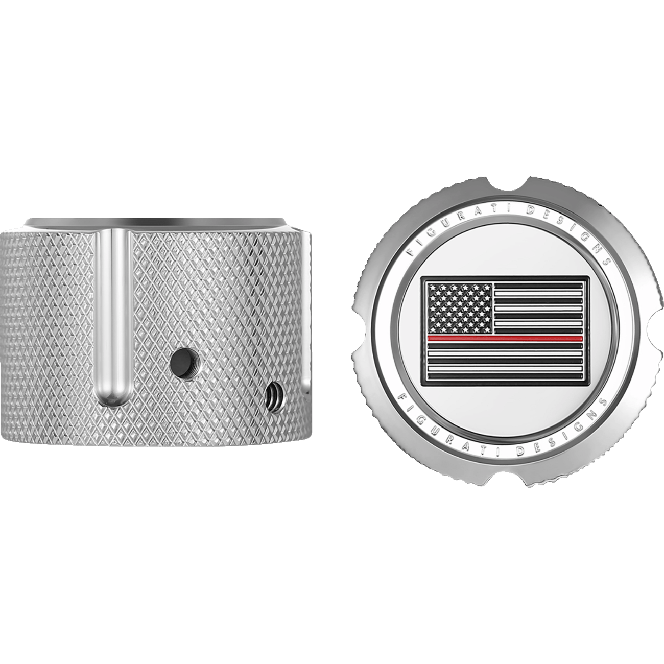 FIGURATI DESIGNS Axle Nut Cover Front Stainless Steel Red Line Flag Silver FD73FACSS