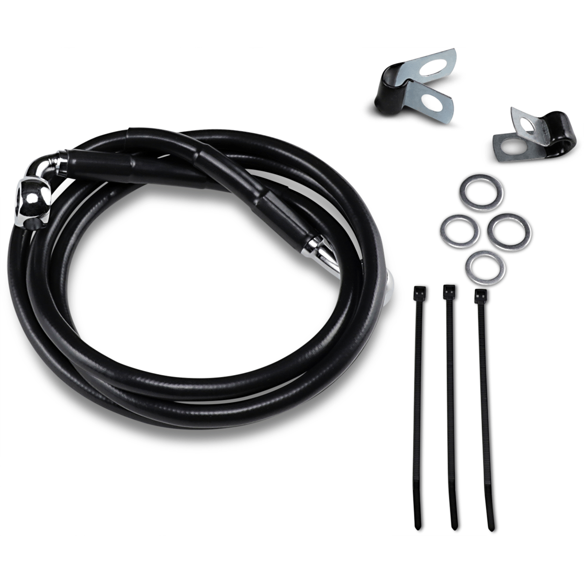 DRAG SPECIALTIES Brake Line Front Black +4"