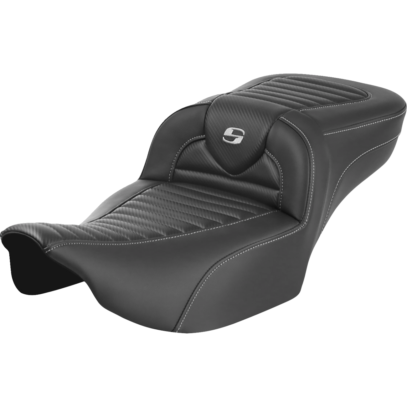 SADDLEMEN Roadsofa™ Extended Reach Seat without Backrest Tuck-n-Roll Carbon Fiber FLTR/FLHX '23-'24