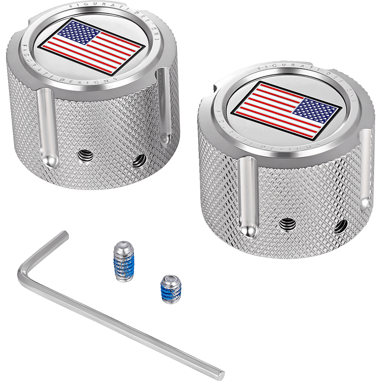 FIGURATI DESIGNS Axle Nut Cover Front Stainless Steel Red/White/Blue Flag Reversed Silver FD20FACSS