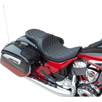 DRAG SPECIALTIES Low Profile Touring Seat Double Diamond w/ Silver Stitching indian '14-'22