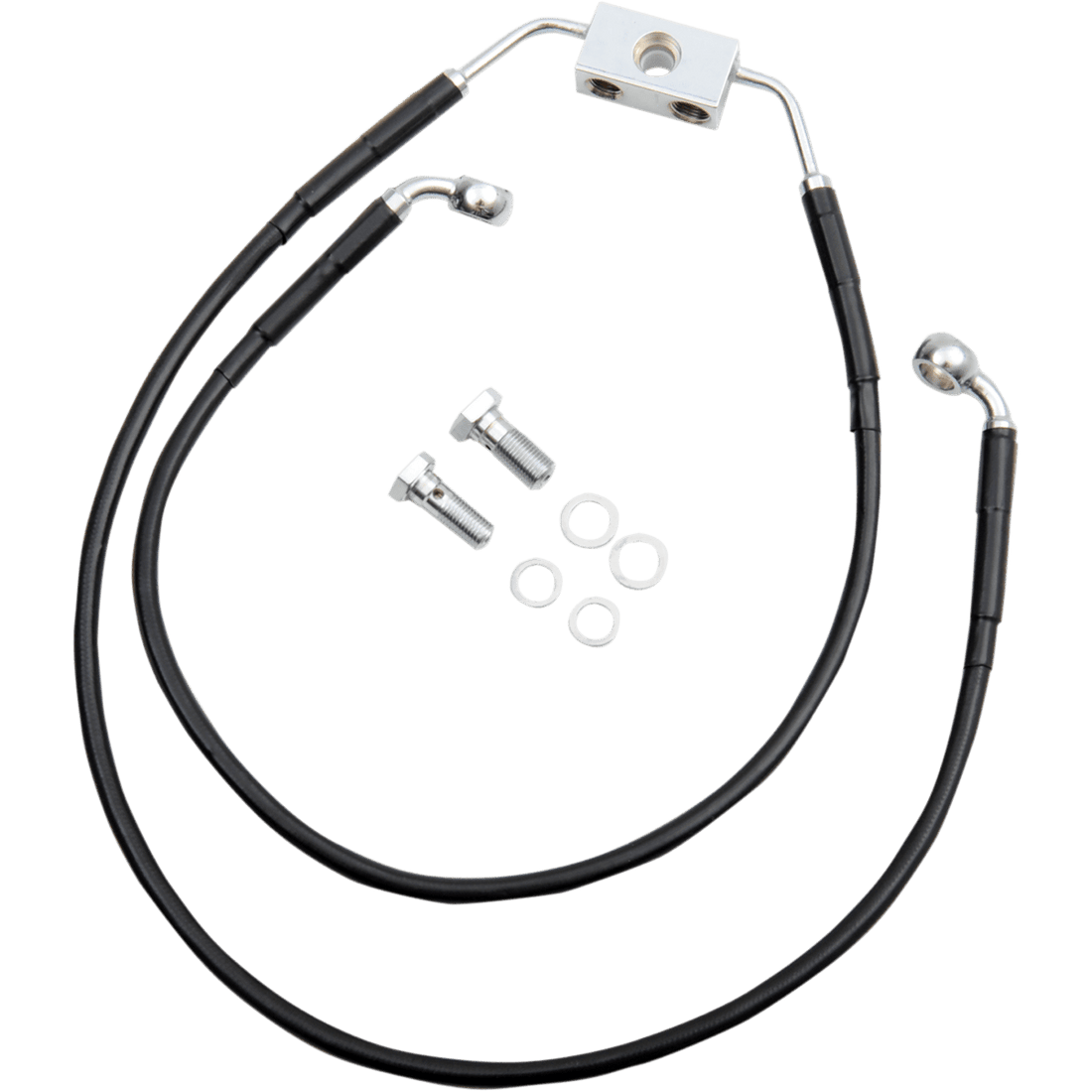 DRAG SPECIALTIES Brake Line Front Black +4"