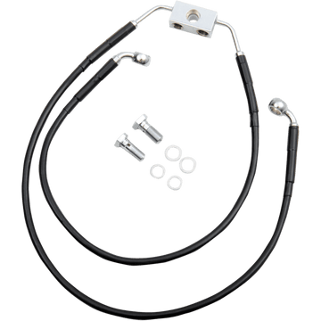 DRAG SPECIALTIES Brake Line Front Black +4"