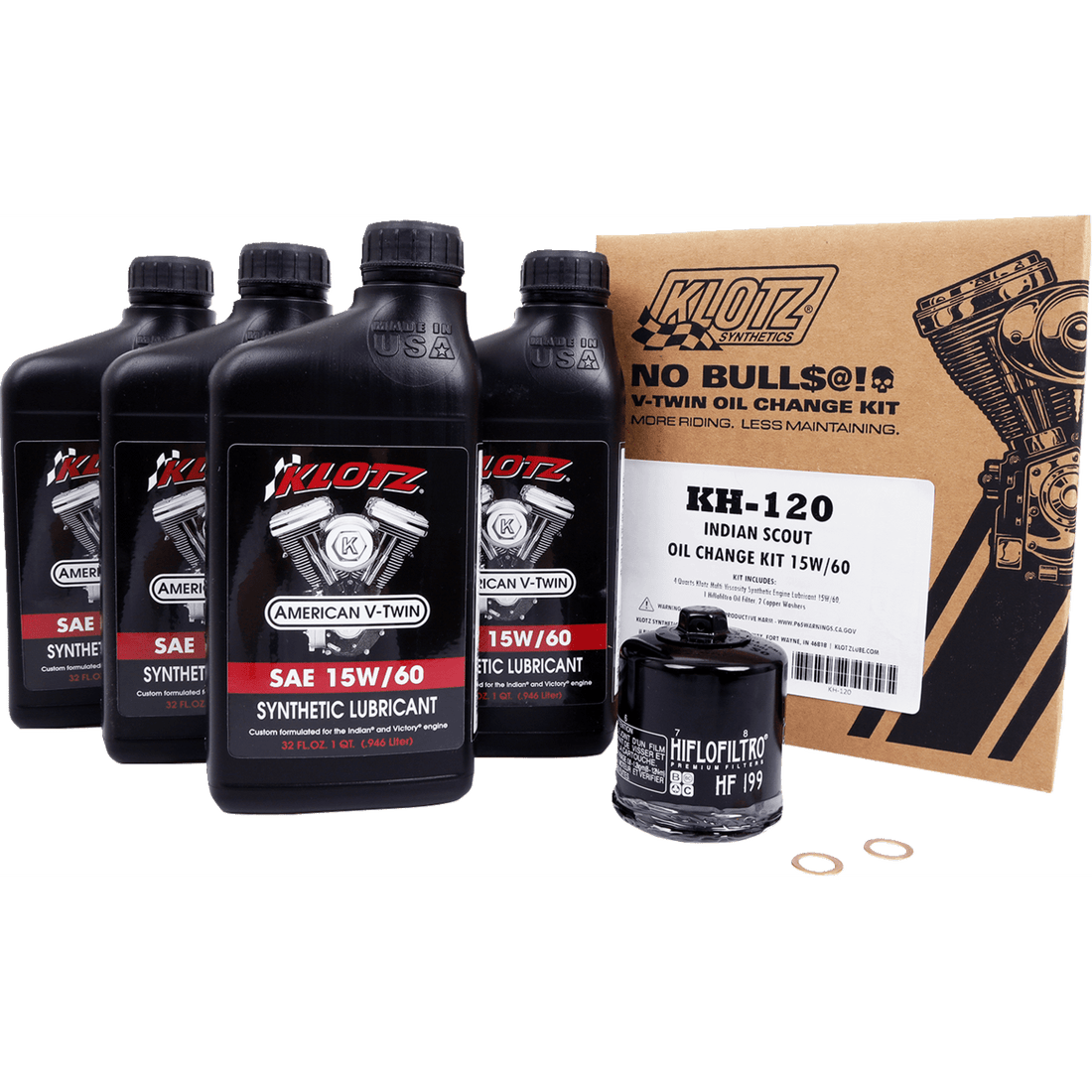 KLOTZ OIL Oil Change Kit Indian Scout 15W-60 KH120