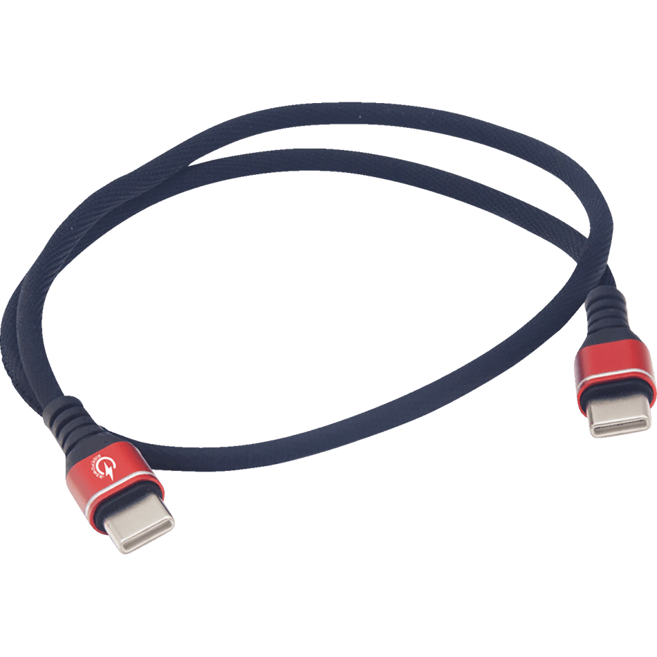 RidePower Male USB-C to Male USB-C Cable Phone Fast/Charger 24" Black/Red