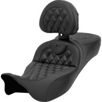 SADDLEMEN Roadsofa™ Seat with Backrest Lattice Stitch Carbon Fiber FL' 08-'23 80807CF184BR