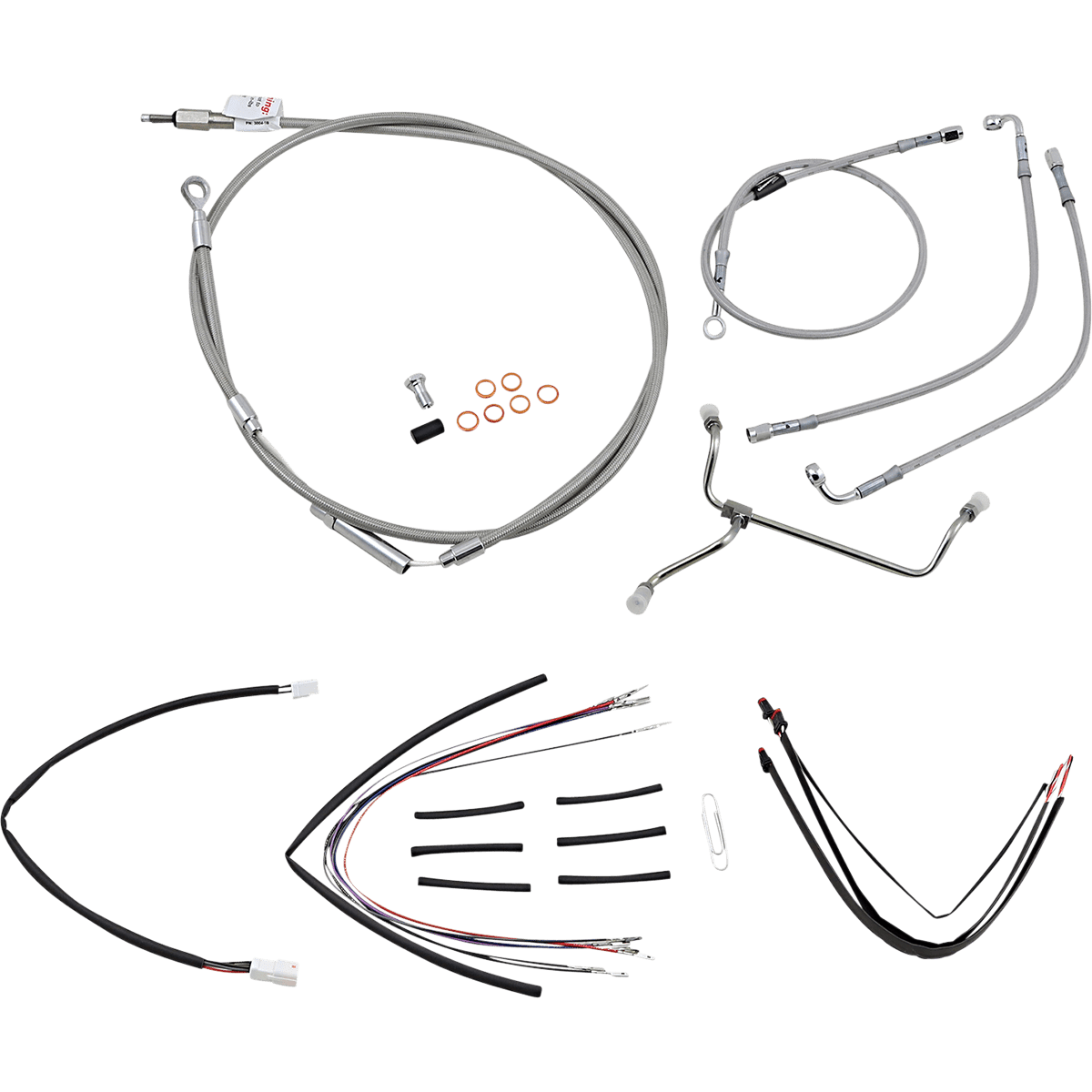 BURLY BRAND Handlebar Cable/Brake Line Kit Complete 14" Ape Hanger Handlebars Stainless Steel