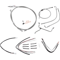 BURLY BRAND Handlebar Cable/Brake Line Kit Complete 14" Ape Hanger Handlebars Stainless Steel