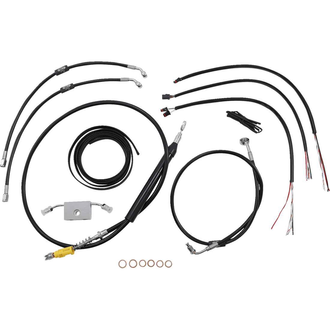 LA CHOPPERS Handlebar Cable/Brake Line Kit Quick Connect Complete 18" 20" Handlebars Black Vinyl LA8157KT219B