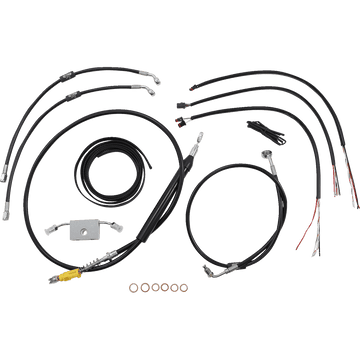 LA CHOPPERS Handlebar Cable/Brake Line Kit Quick Connect Complete 18" 20" Handlebars Black Vinyl LA8157KT219B