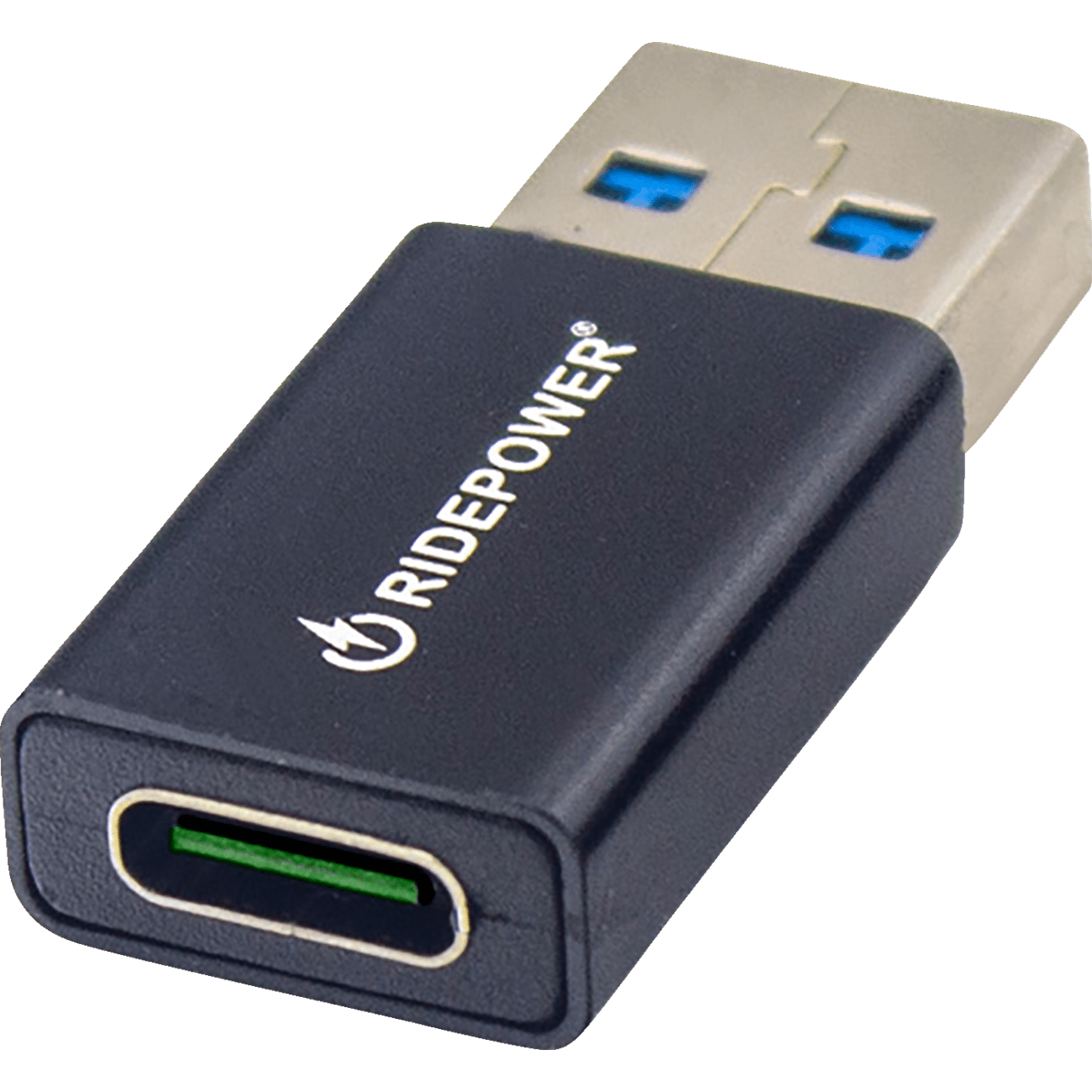 RidePower Male USB to Female USB-C Adapter Power Compact Black