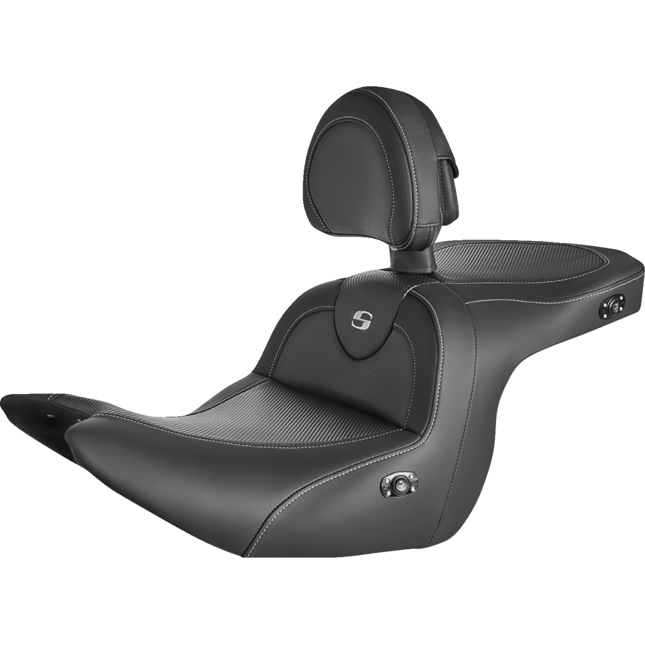 SADDLEMEN Roadsofa™ Carbon Fiber Heated Seat Black with Backrest GL1800 '18-'23 H1807185BRHCT