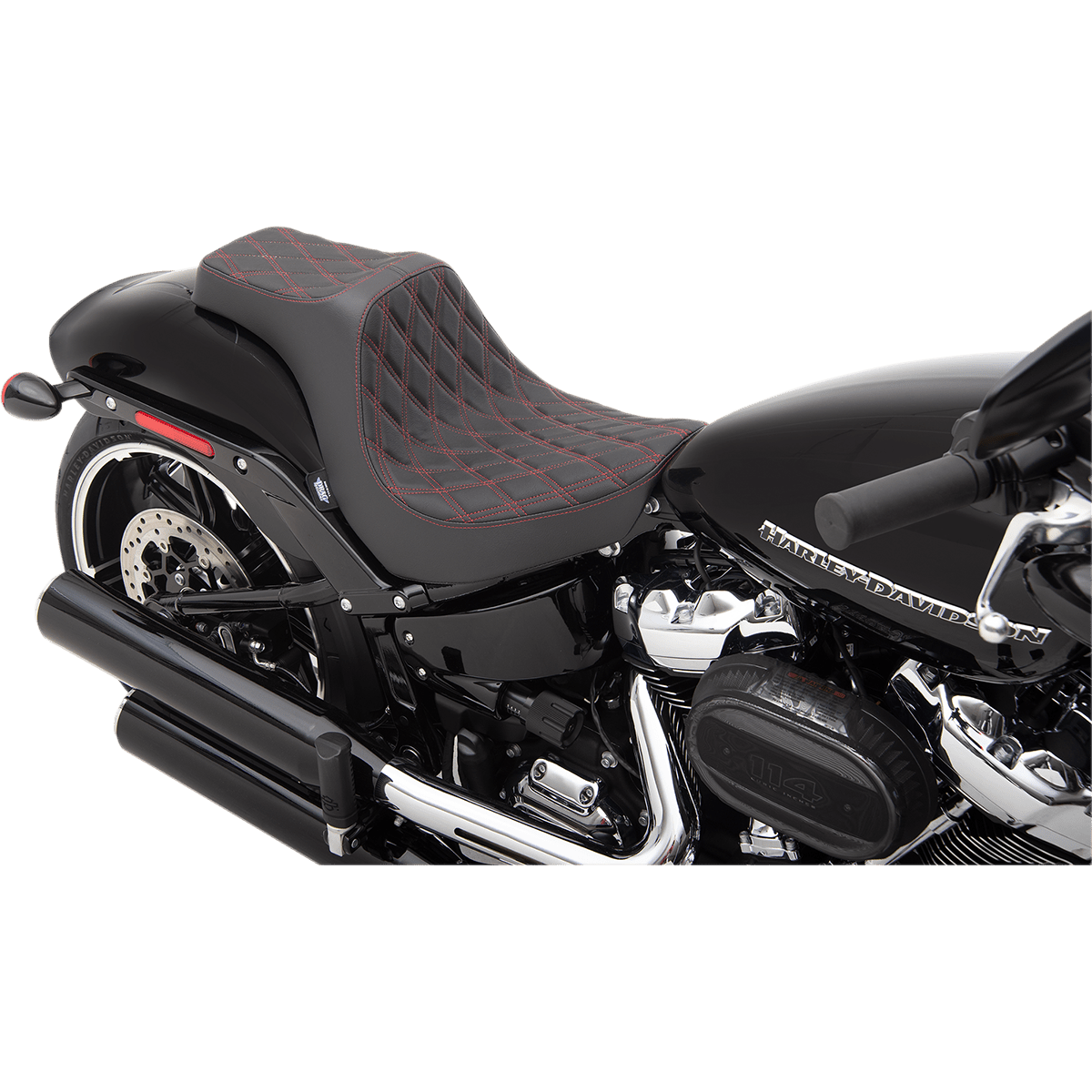 DRAG SPECIALTIES Predator III Seat Double Diamond Red Stitching FXBR/S '18-'22