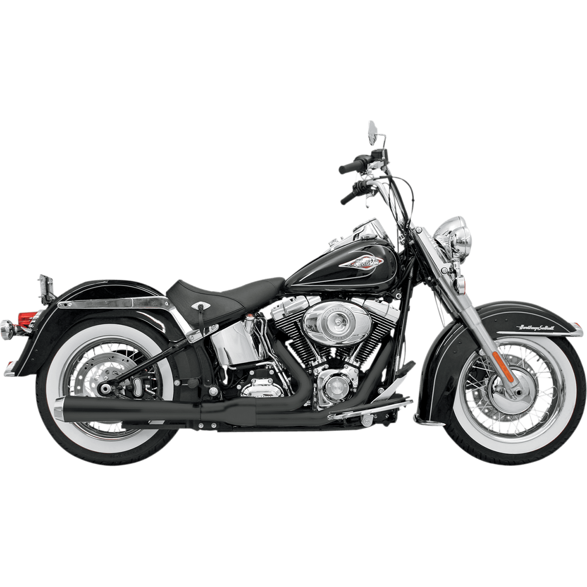 BASSANI XHAUST 2:1 Exhaust Black Long Softail 12121J