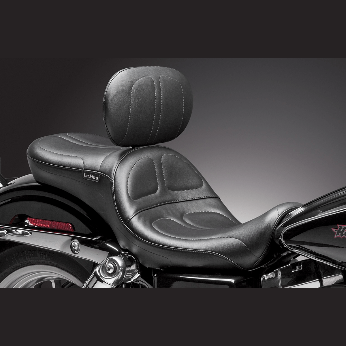 LE PERA Maverick Seat with Backrest Stitched Black FLD/FXD '06-'17 LK970BR