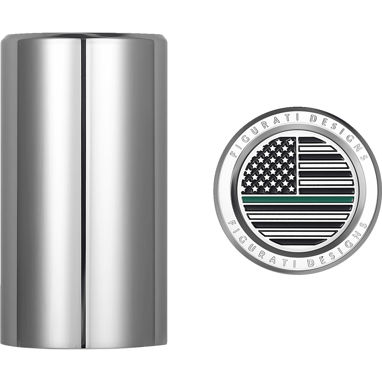 FIGURATI DESIGNS Docking Hardware Covers American Flag Green Line Long Stainless Steel FD72DC2545SS