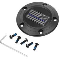 FIGURATI DESIGNS Timing Cover 5 Hole Blue Line American Flag Black FD71TC5HBLK