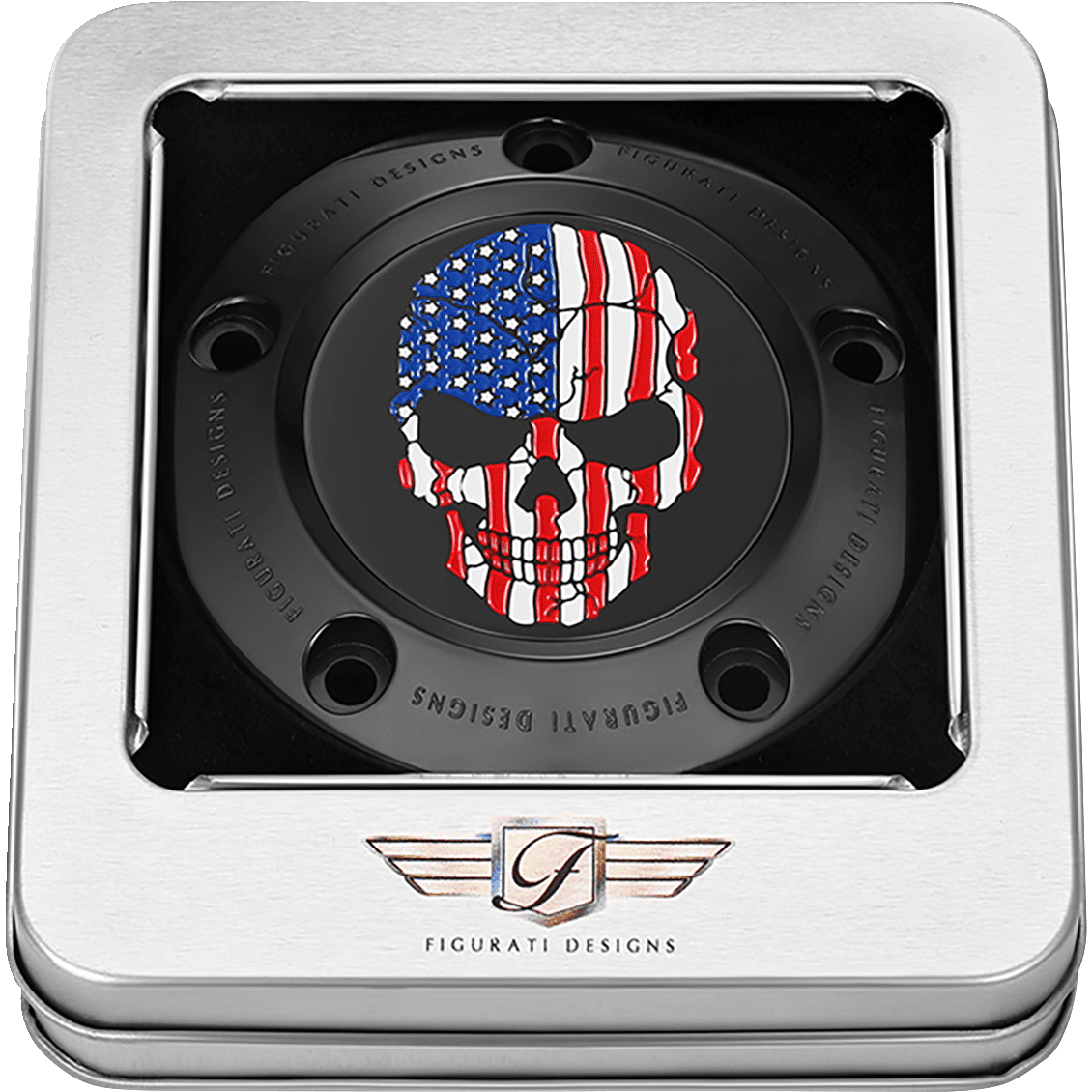 FIGURATI DESIGNS Timing Cover 5 Hole Skull Black FD25TC5HBLK