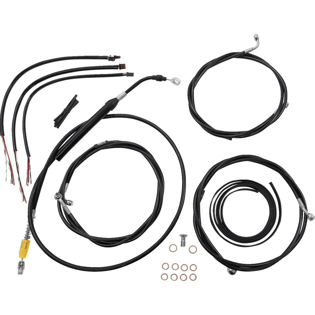 LA CHOPPERS Handlebar Cable/Brake Line Kit Complete 18" 20" Handlebars Black Vinyl LA8056KT219B