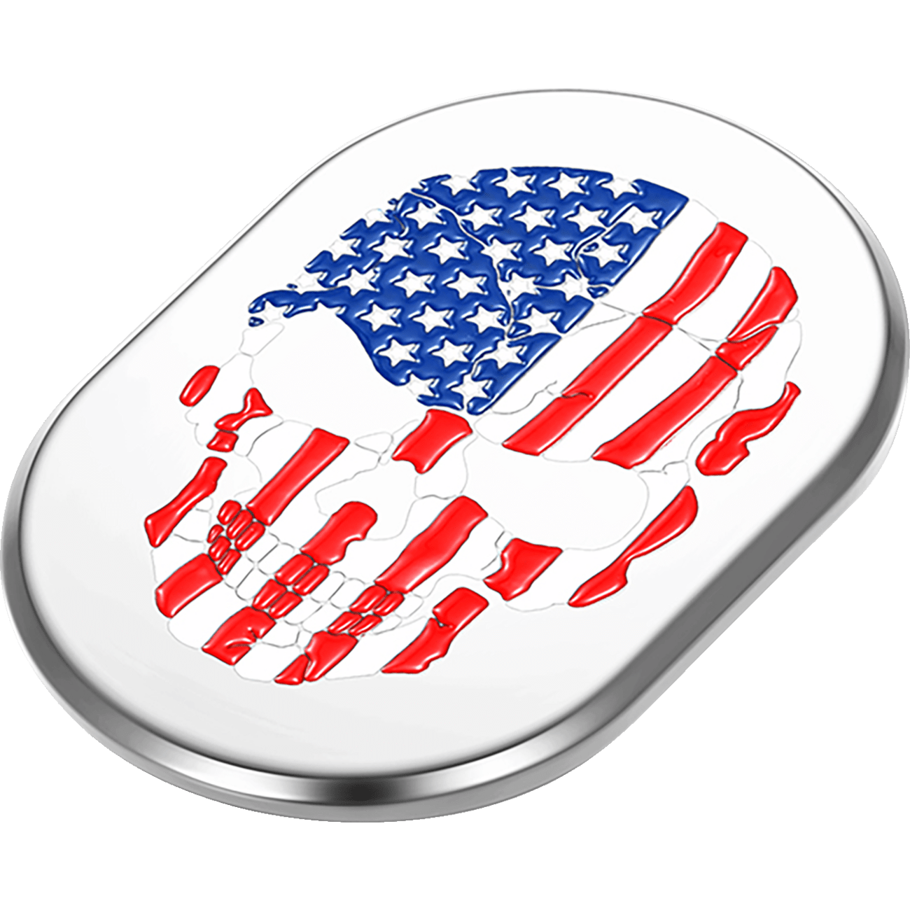 FIGURATI DESIGNS Antenna Cover Right Rear Fender American Flag Skull Chrome