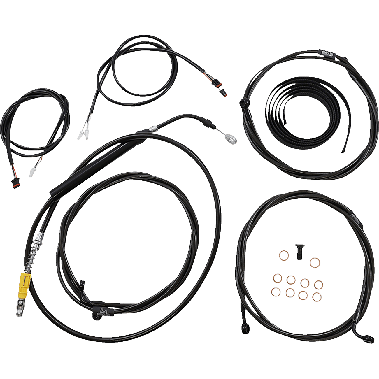 LA CHOPPERS Cable Kit Stock Handlebars ABS Black LA8058KT308B