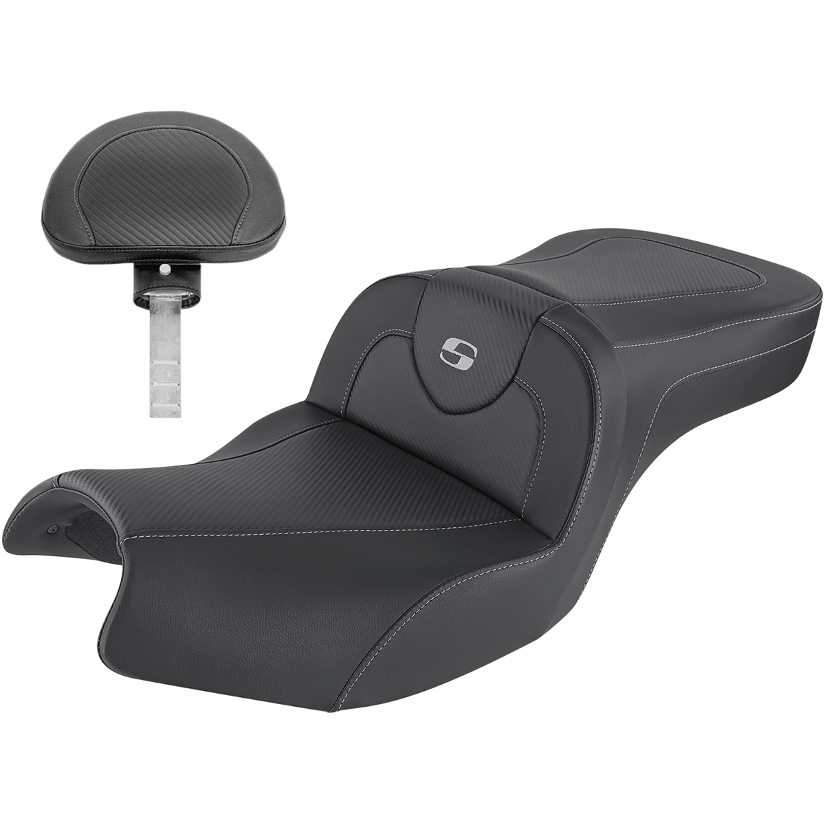 SADDLEMEN Roadsofa™ Seat Carbon Fiber Includes Backrest Black Indian I2006185BR