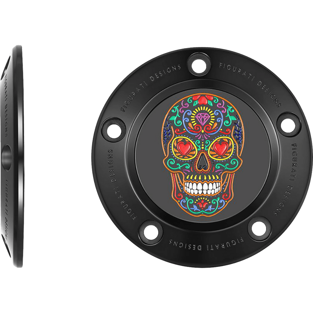 FIGURATI DESIGNS Timing Cover 5 Hole Sugar Skull Black FD30TC5HBLK